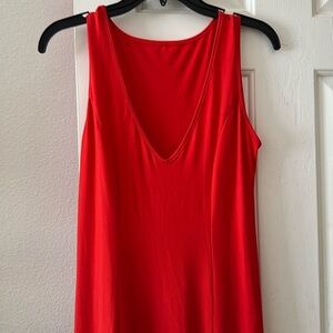Sleeveless Plunge Neck Dress, Sexy Split Hem Dress